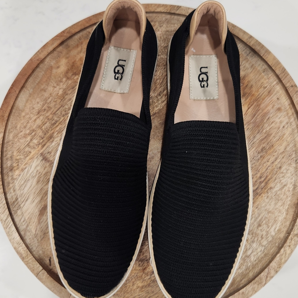 UGG Women's Black Knit Slip-On Loafers